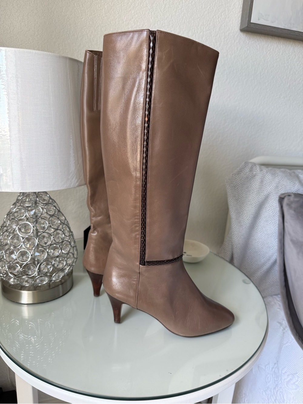 Kaneli  Classic Knee-High Leather Boots in Brown size 7